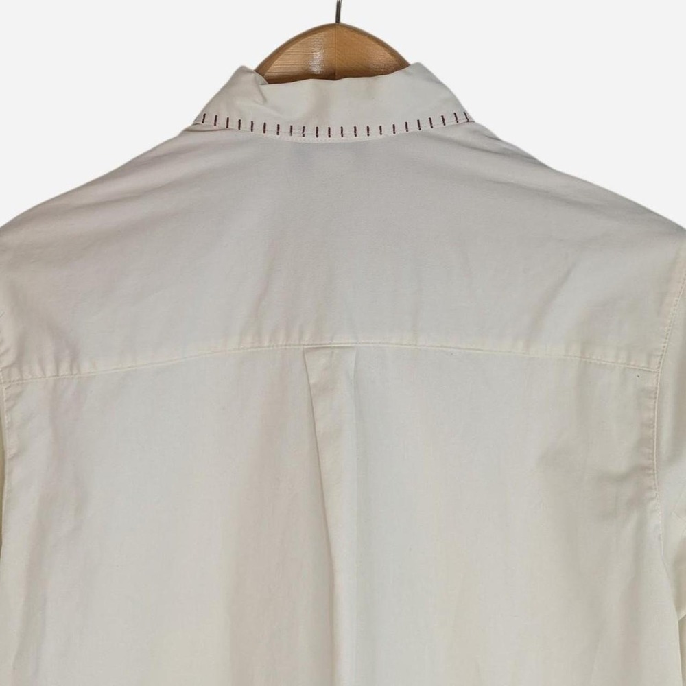 Vintage Ashley Pine Tree Embroidered Collar Cotton Blouse Cream Size 6 - Picture 5 of 8